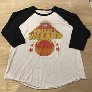 VTG 90's The Who Pinball Wizard Baseball Jersey T-Shirt  Sz XL Tommy Black-White